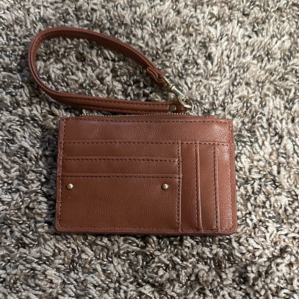 Elegant Tan Leather Wristlet Card Holder